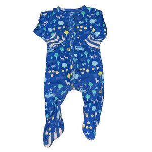 Piccalilly Stackhouse Jeep Llama Footed Sleep Suit Blue Size 18-24 Months